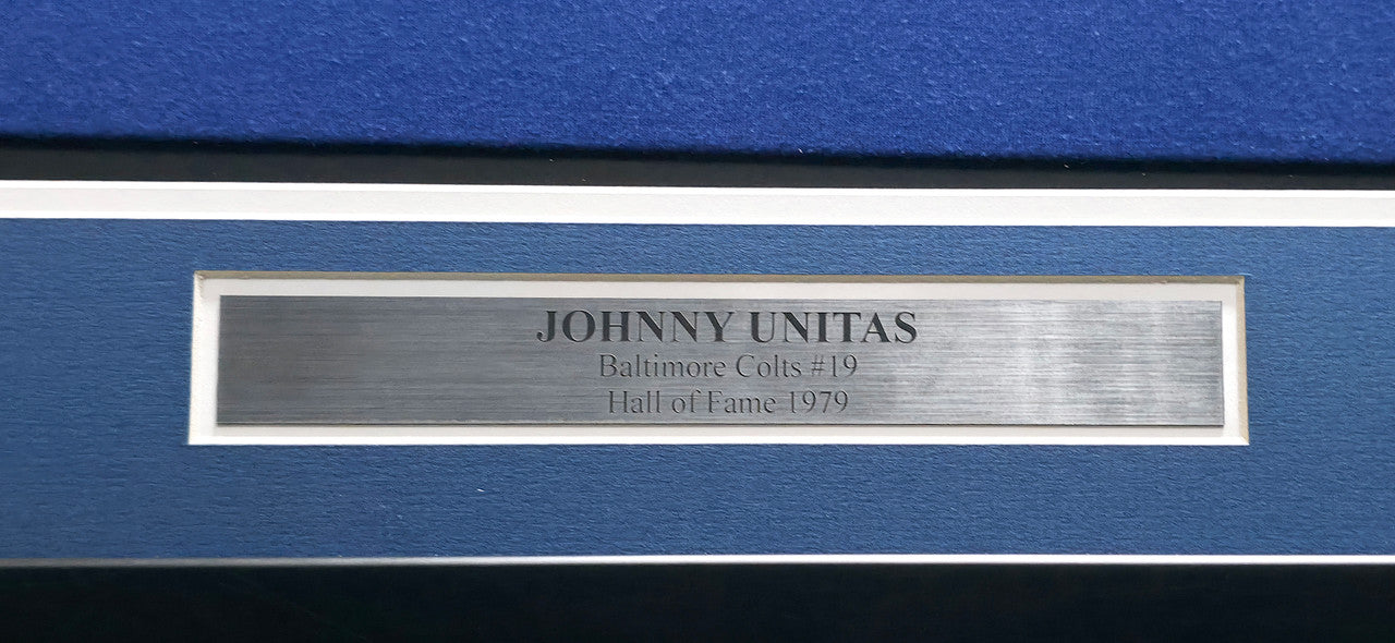 Baltimore Colts Johnny Unitas Autographed Framed Blue Jersey Beckett BAS #AE49027