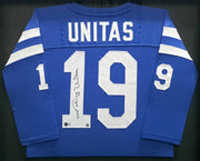 Baltimore Colts Johnny Unitas Autographed Framed Blue Jersey Beckett BAS #AE49031