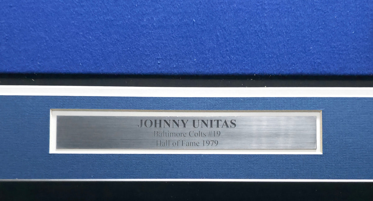 Baltimore Colts Johnny Unitas Autographed Framed Blue Jersey Beckett BAS #AE49031