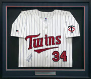 Minnesota Twins Kirby Puckett Autographed Framed White Pinstripes Russell Jersey JSA #ZZ67859