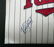 Minnesota Twins Kirby Puckett Autographed Framed White Pinstripes Russell Jersey JSA #ZZ67859
