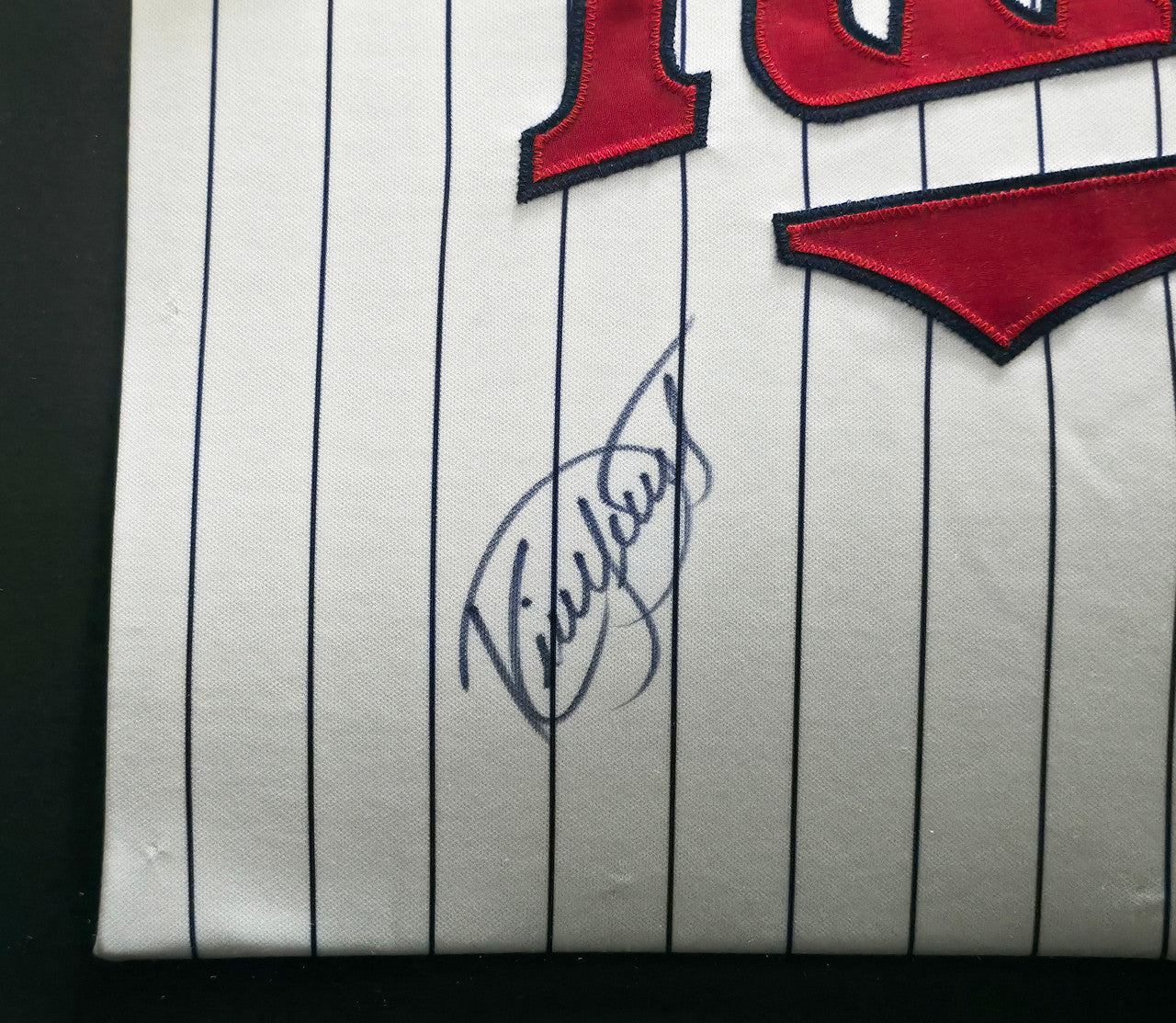 Minnesota Twins Kirby Puckett Autographed Framed White Pinstripes Russell Jersey JSA #ZZ67859