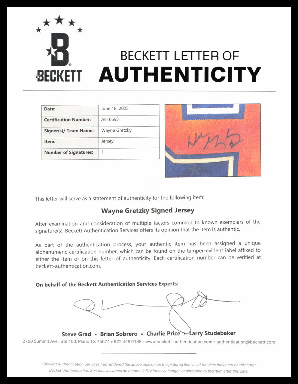 Edmonton Oilers Wayne Gretzky Autographed Framed Blue & Orange Jersey Beckett BAS #AE16693