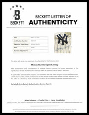 New York Yankees Mickey Mantle Autographed Framed White Pinstripes Mitchell & Ness AL 50th Anniversary Jersey Beckett BAS #AE15125