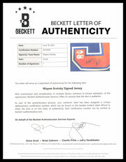 Edmonton Oilers Wayne Gretzky Autographed Framed Orange & Blue Jersey PSA/DNA & Beckett BAS #AE16694