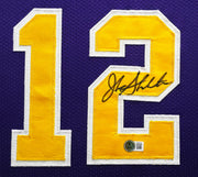 Utah Jazz John Stockton Autographed Framed Purple Jersey Beckett BAS Witness Stock #266057