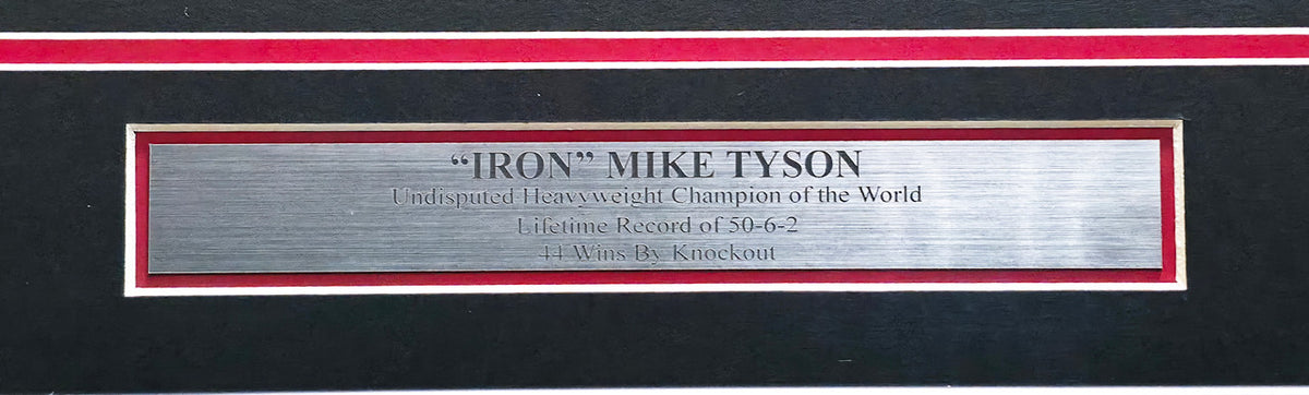 Mike Tyson Autographed Framed Black Boxing Trunks Beckett BAS Witness Stock #266062