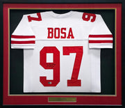 San Francisco 49ers Nick Bosa Autographed Framed White Jersey Beckett BAS Witness Stock #266058