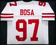 San Francisco 49ers Nick Bosa Autographed Framed White Jersey Beckett BAS Witness Stock #266058
