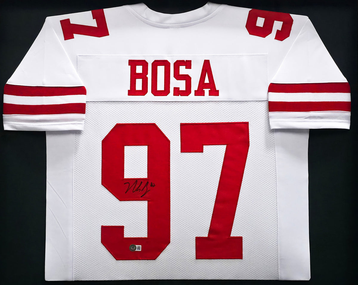 San Francisco 49ers Nick Bosa Autographed Framed White Jersey Beckett BAS Witness Stock #266058