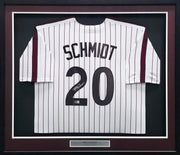 Philadelphia Phillies Mike Schmidt Autographed Framed White & Red Pinstripes Jersey Beckett BAS QR Stock #266061