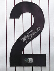 Philadelphia Phillies Mike Schmidt Autographed Framed White & Red Pinstripes Jersey Beckett BAS QR Stock #266061