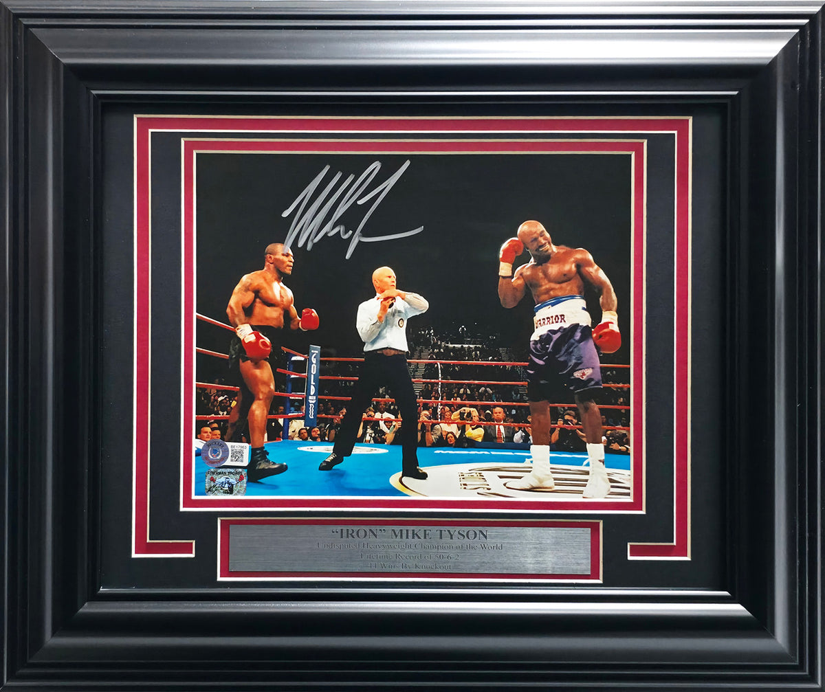 Mike Tyson Autographed Framed 8x10 Photo vs. Evander Holyfield Beckett BAS QR Stock #266063