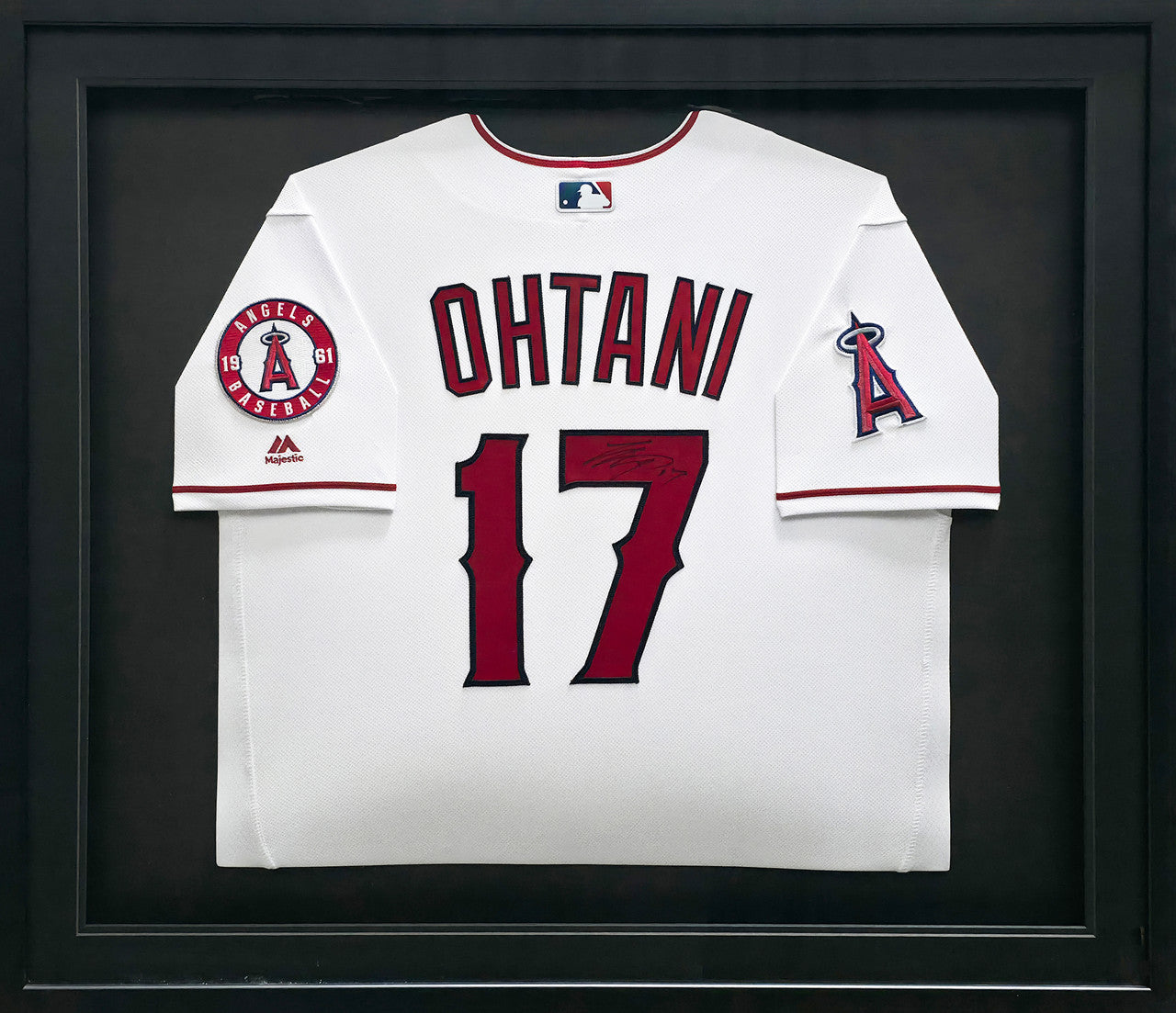 Los Angeles Angels Shohei Ohtani Autographed Framed White Majestic Jersey Beckett BAS #AC97026