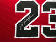 Chicago Bulls Michael Jordan Autographed Framed Red Jersey Beckett BAS #AC41251