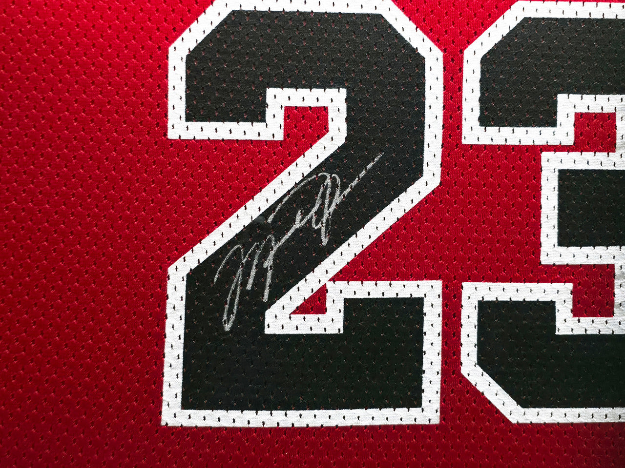 Chicago Bulls Michael Jordan Autographed Framed Red Jersey Beckett BAS #AC41251