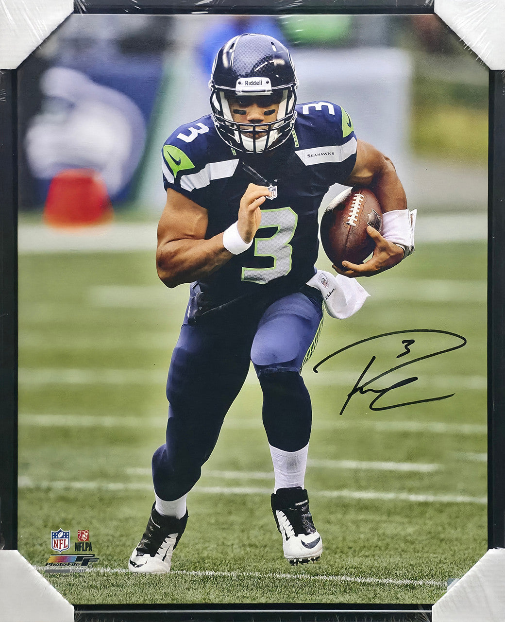 Russell Wilson Autographed Framed 24x30 Canvas Seattle Seahawks RW Holo #44404