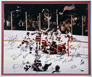 1980 Team USA Miracle on Ice Autographed Framed 20x24 Photo With All 20 Player Signatures Including Mike Eruzione #64/180 Steiner Holo SKU #266296