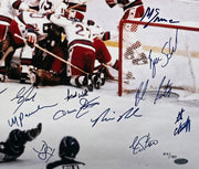 1980 Team USA Miracle on Ice Autographed Framed 20x24 Photo With All 20 Player Signatures Including Mike Eruzione #64/180 Steiner Holo SKU #266296