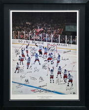 1980 Team USA Miracle on Ice Autographed Framed 24x30 Lithograph With 20 Signatures Including Herb Brooks #6/6 Beckett BAS #AC40042