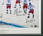 1980 Team USA Miracle on Ice Autographed Framed 24x30 Lithograph With 20 Signatures Including Herb Brooks #6/6 Beckett BAS #AC40042