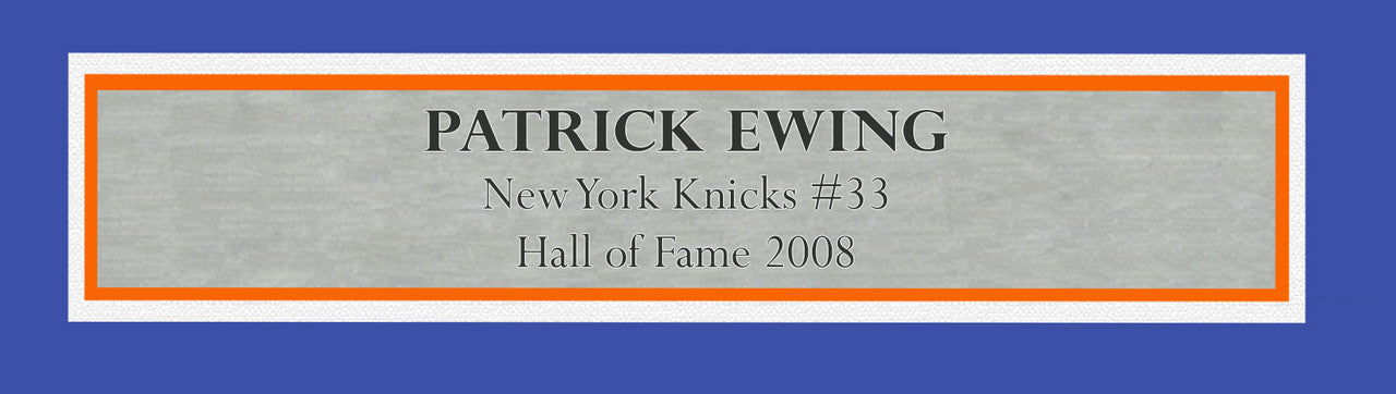 New York Knicks Patrick Ewing Autographed Framed Blue Mitchell & Ness HWC Swingman Jersey Beckett BAS Witness Stock #266059