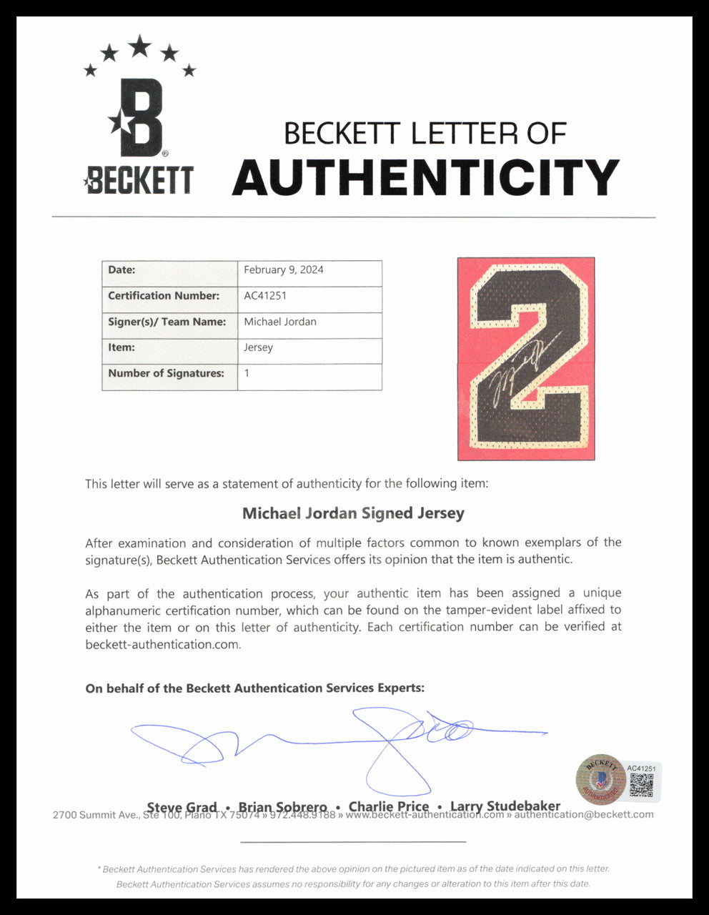 Chicago Bulls Michael Jordan Autographed Framed Red Jersey Beckett BAS #AC41251