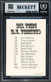 Joe Dimaggio Autographed 1980 TCMA Card #3 New York Yankees Auto Grade Gem Mint 10 Vintage Signature Beckett BAS #20454680