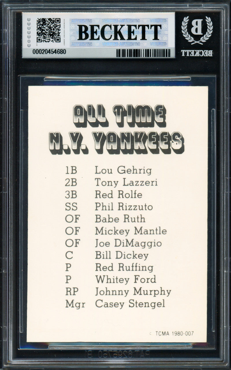 Joe Dimaggio Autographed 1980 TCMA Card #3 New York Yankees Auto Grade Gem Mint 10 Vintage Signature Beckett BAS #20454680
