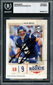 Drew Brees Autographed 2005 Upper Deck Kickoff Card #72 San Diego Chargers Beckett BAS #20457273
