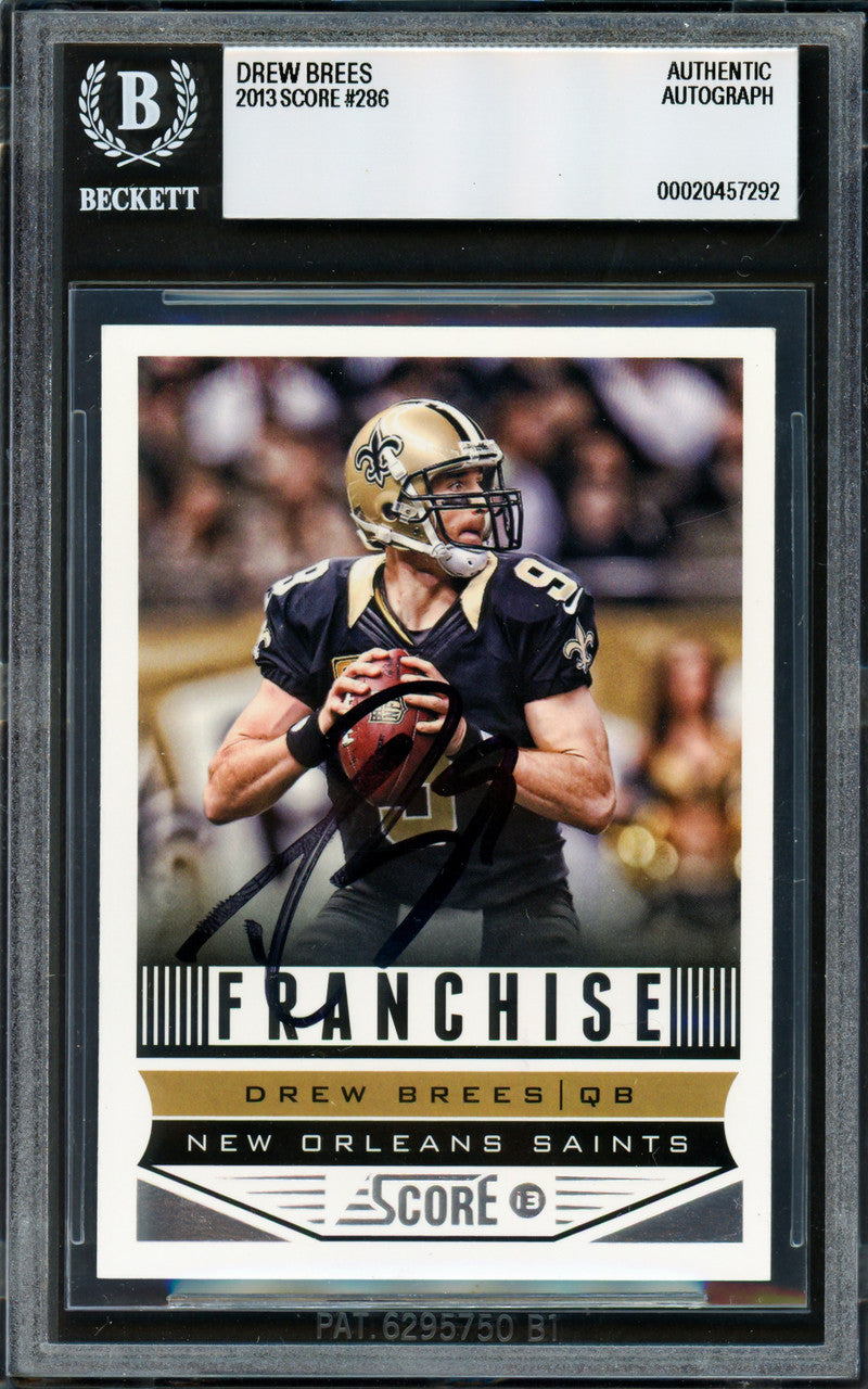 Drew Brees Autographed 2013 Score Card #286 New Orleans Saints Beckett BAS #20457292