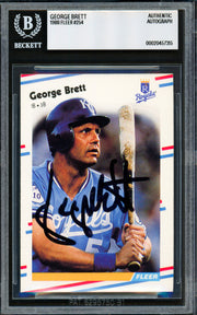 George Brett Autographed 1988 Fleer Card #254 Kansas City Royals Beckett BAS #20457315