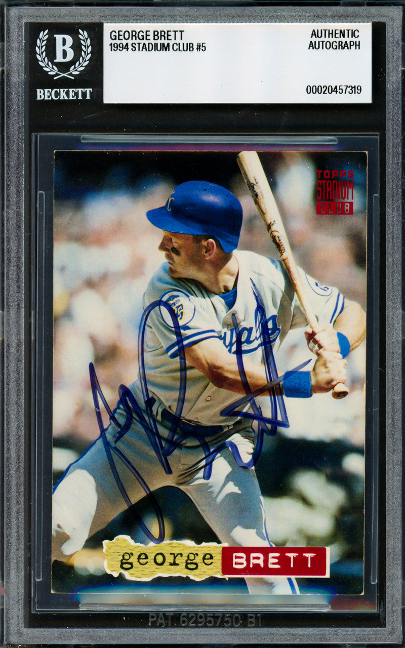 George Brett Autographed 1994 Stadium Club Card #5 Kansas City Royals Beckett BAS #20457319