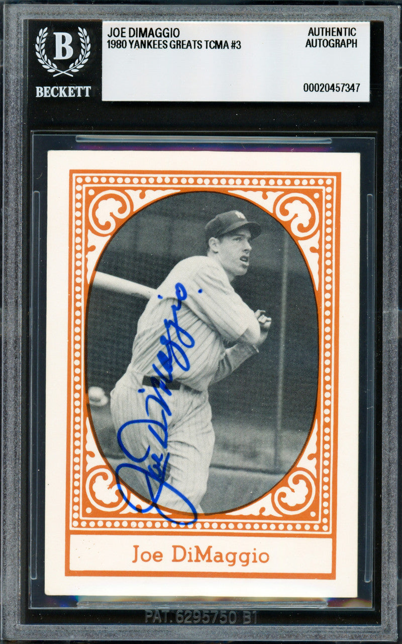 Joe Dimaggio Autographed 1980 TCMA Card #3 New York Yankees Beckett BAS #20457347