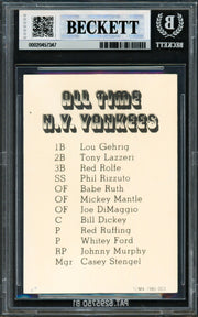 Joe Dimaggio Autographed 1980 TCMA Card #3 New York Yankees Beckett BAS #20457347