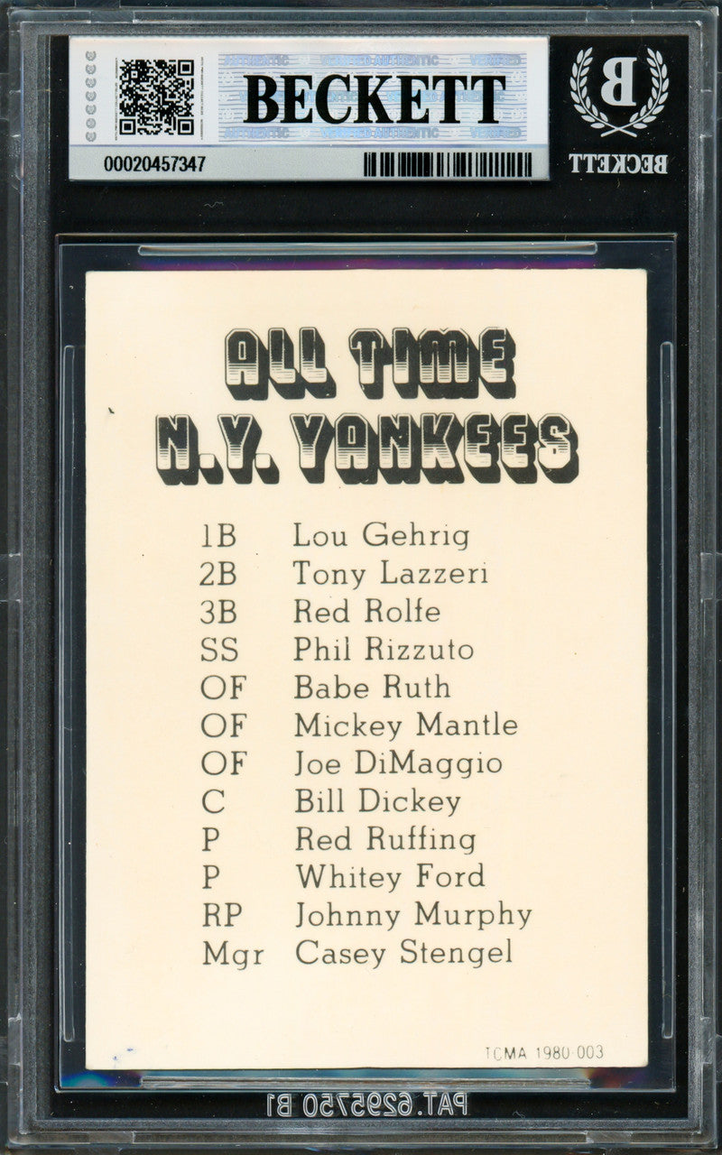 Joe Dimaggio Autographed 1980 TCMA Card #3 New York Yankees Beckett BAS #20457347