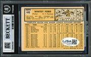 Whitey Ford Autographed 1963 Topps Rookie Card #446 New York Yankees Beckett BAS #20457359