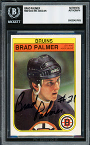 Brad Palmer Autographed 1982-83 O Pee Chee Card #21 Boston Bruins Vintage Signature Beckett BAS #20457665