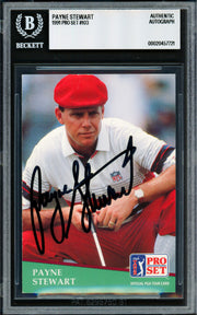 Payne Stewart Autographed 1991 Pro Set Card #103 "HOF 1976" Beckett BAS #20457721