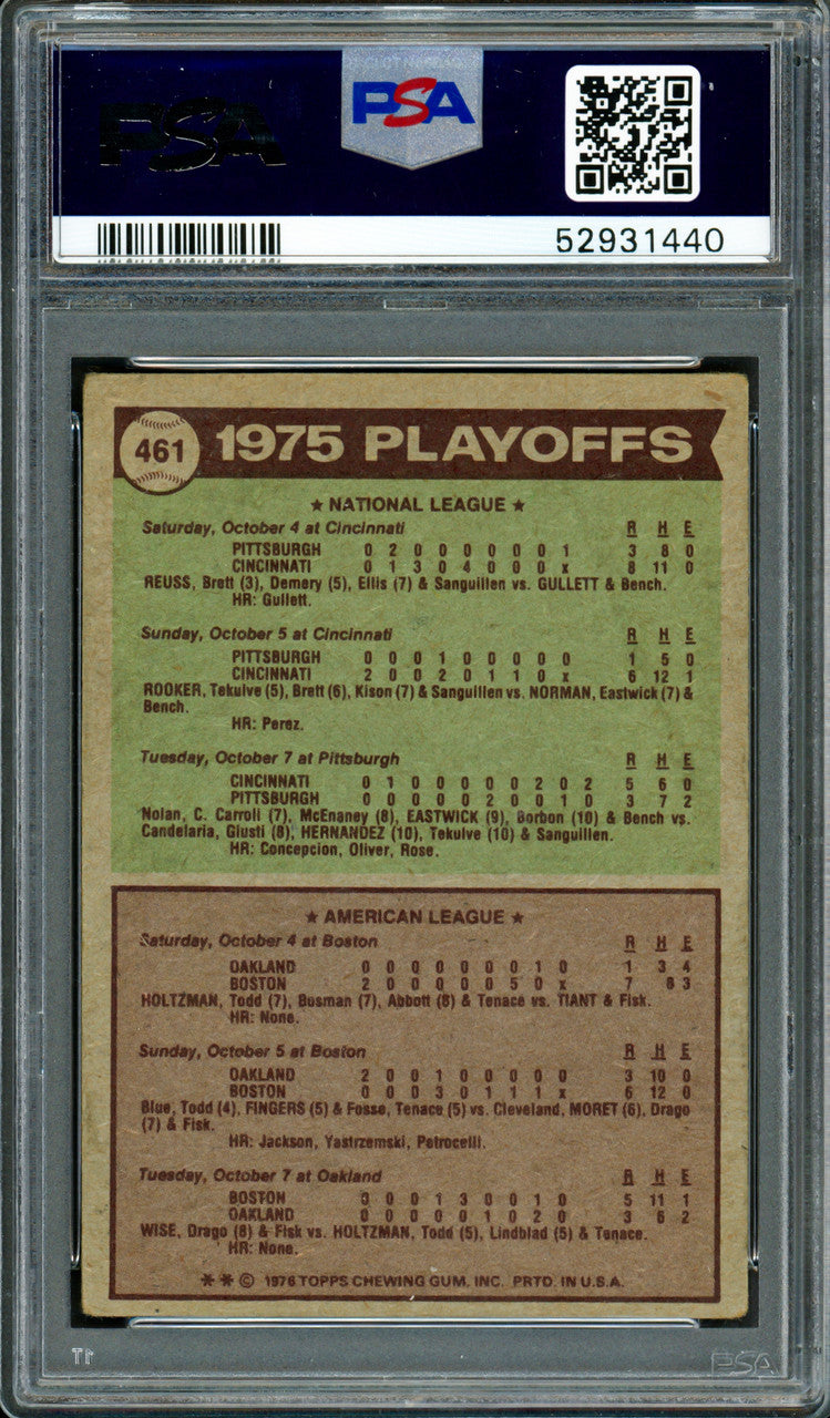 Johnny Bench, Tony Perez, Luis Tiant, & Don Gullett Autographed 1976 Topps Card #461 PSA/DNA #52931440