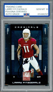 Larry Fitzgerald Autographed 2008 Donruss Elite Card #3 Arizona Cardinals Auto Grade Gem Mint 10 PSA/DNA #85486297