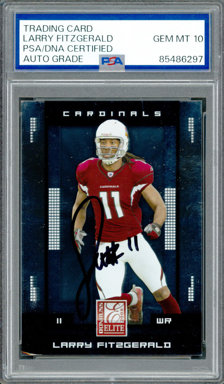 Larry Fitzgerald Autographed 2008 Donruss Elite Card #3 Arizona Cardinals Auto Grade Gem Mint 10 PSA/DNA #85486297