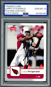 Larry Fitzgerald Autographed 2006 Fleer Card #2 Arizona Cardinals Auto Grade Gem Mint 10 PSA/DNA #85789780