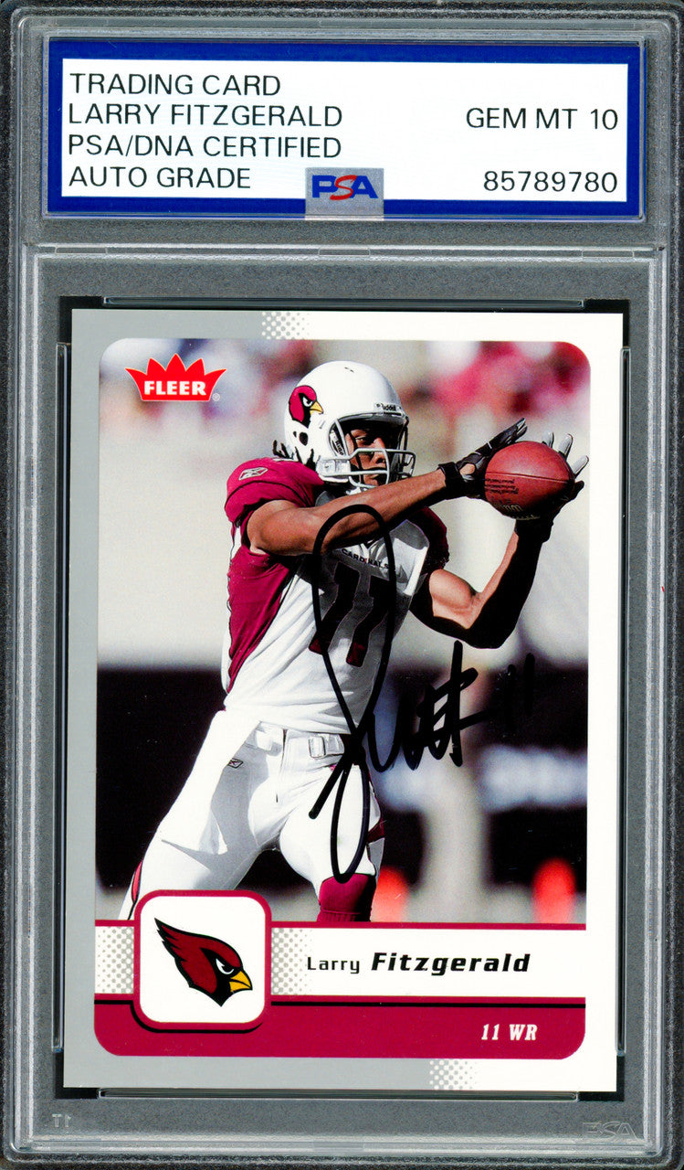 Larry Fitzgerald Autographed 2006 Fleer Card #2 Arizona Cardinals Auto Grade Gem Mint 10 PSA/DNA #85789780