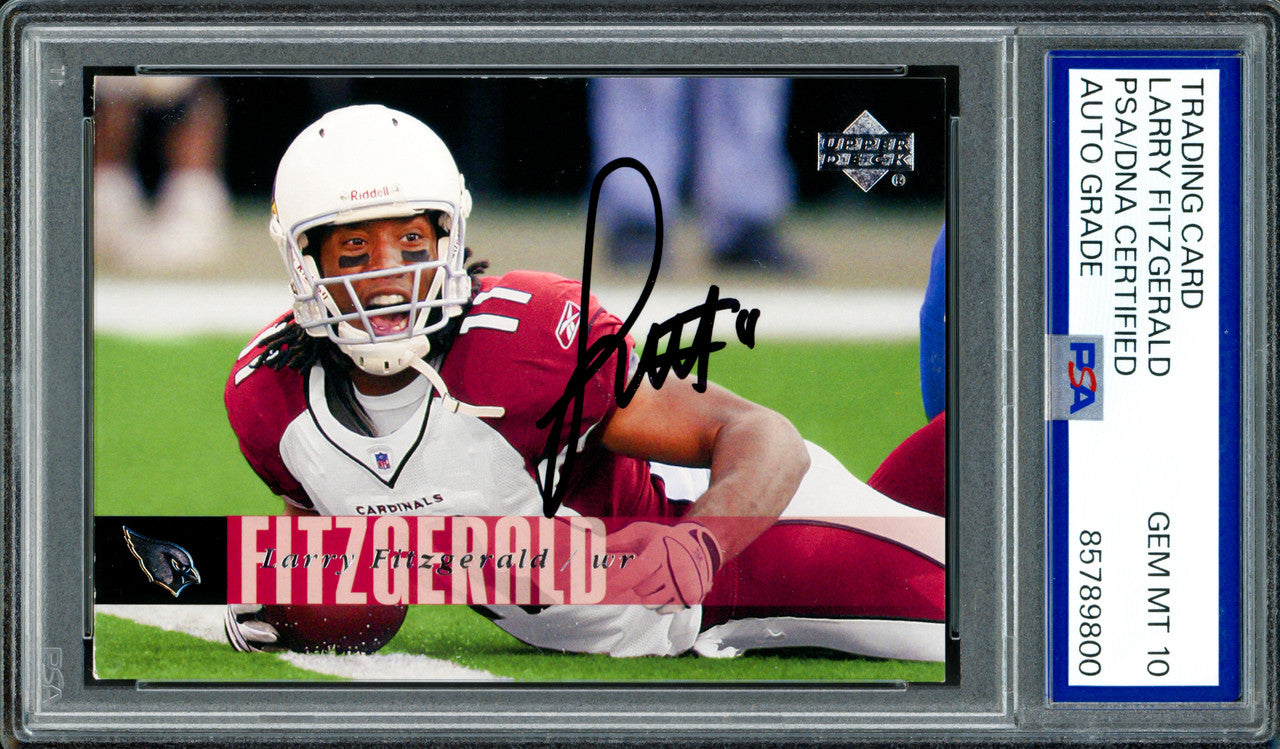Larry Fitzgerald Autographed 2006 Upper Deck Card #1 Arizona Cardinals Auto Grade Gem Mint 10 PSA/DNA #85789800