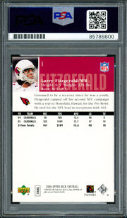 Larry Fitzgerald Autographed 2006 Upper Deck Card #1 Arizona Cardinals Auto Grade Gem Mint 10 PSA/DNA #85789800