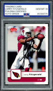 Larry Fitzgerald Autographed 2006 Fleer Card #2 Arizona Cardinals Auto Grade Gem Mint 10 PSA/DNA #85789775