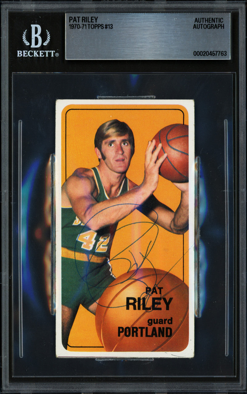 Pat Riley Autographed 1970-71 Topps Rookie Card #13 Portland Trail Blazers Beckett BAS #20457763