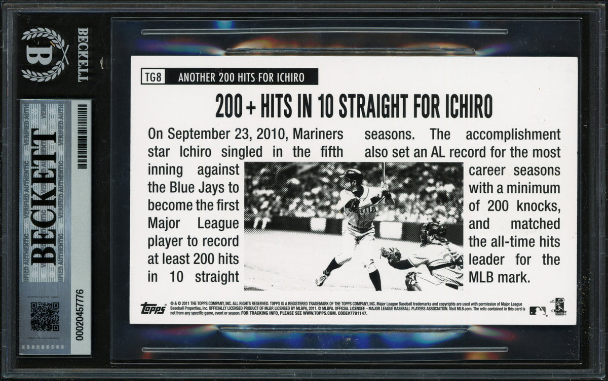 Ichiro Suzuki Autographed 2011 Topps Lineage 1964 Giants Relics Jersey Card #TG8 Seattle Mariners #/64 Beckett BAS #20457776