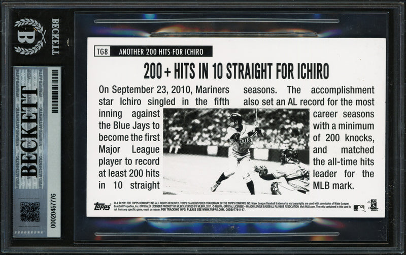 Ichiro Suzuki Autographed 2011 Topps Lineage 1964 Giants Relics Jersey Card #TG8 Seattle Mariners #/64 Beckett BAS #20457776